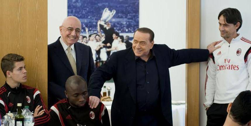 Berlusconi, Galliani e Inzaghi a Milanello