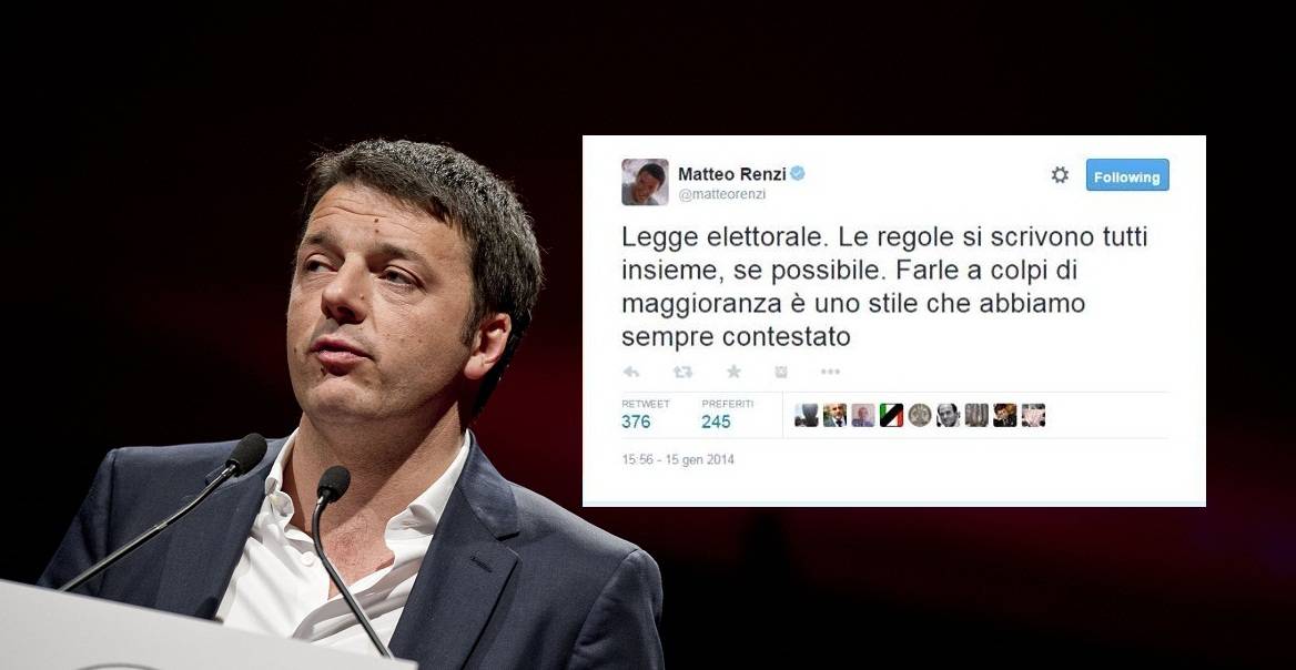 Quando Renzi diceva che la legge elettorale non va fatta a colpi di maggioranza