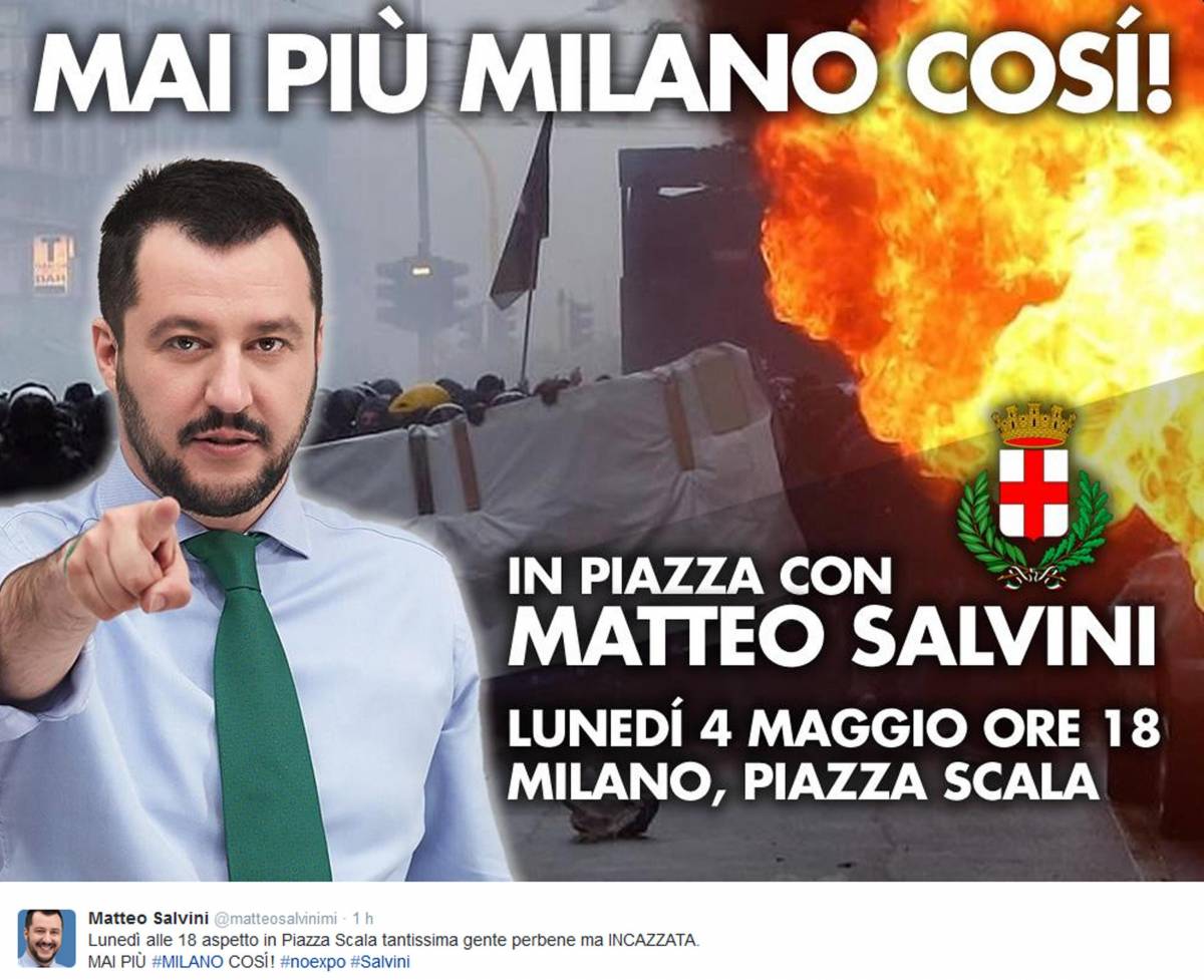 Dopo la furia dei black bloc Salvini invita i milanesi ​a scendere in piazza 
