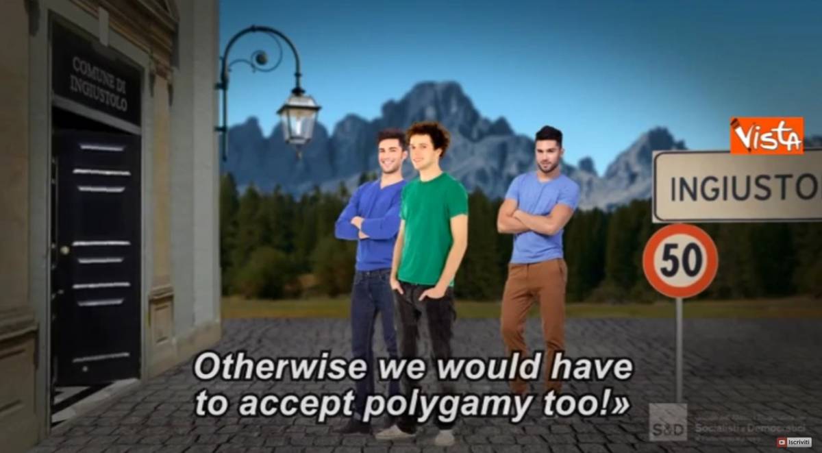 Propaganda Pd a Bruxelles: "Senza unioni gay l'Italia rischia la poligamia"