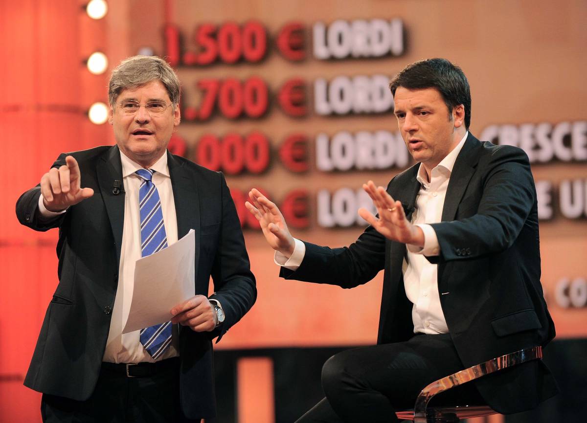 Renzi prova a fare il brillante: "Del Debbio, quanto guadagni?". E lui: "Meno di chi ha il vitalizio"