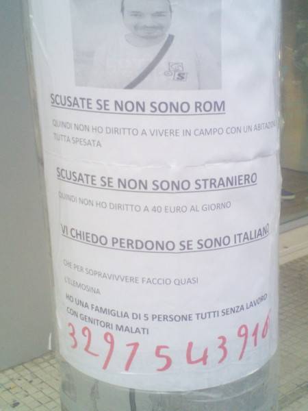 "Scusate se non sono rom": il volantino di protesta ​di un giovane disoccupato