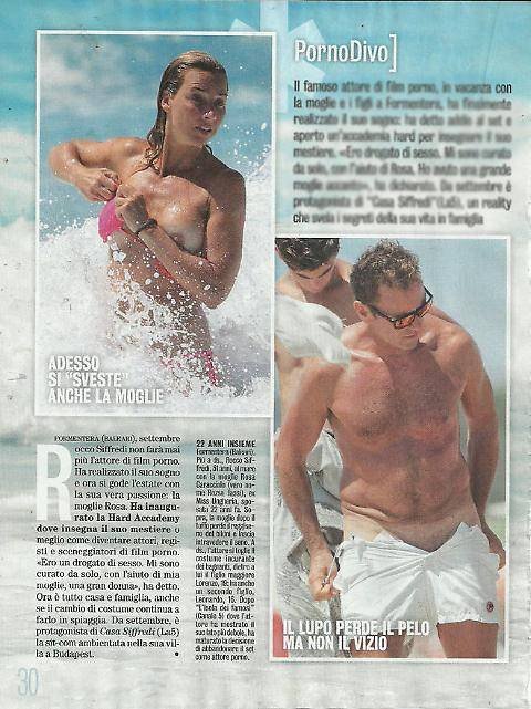 Rocco Siffredi e la moglie al mare: lui si spoglia, lei resta in topless