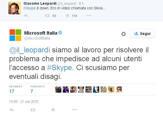 #Skypedown, Microsoft replica pure a Leopardi