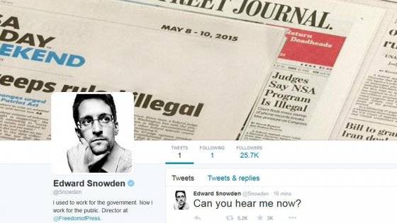 Snowden è su twitter. E segue l'Nsa