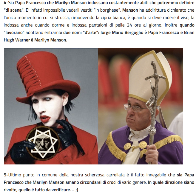 Papa Francesco come Marilyn Manson