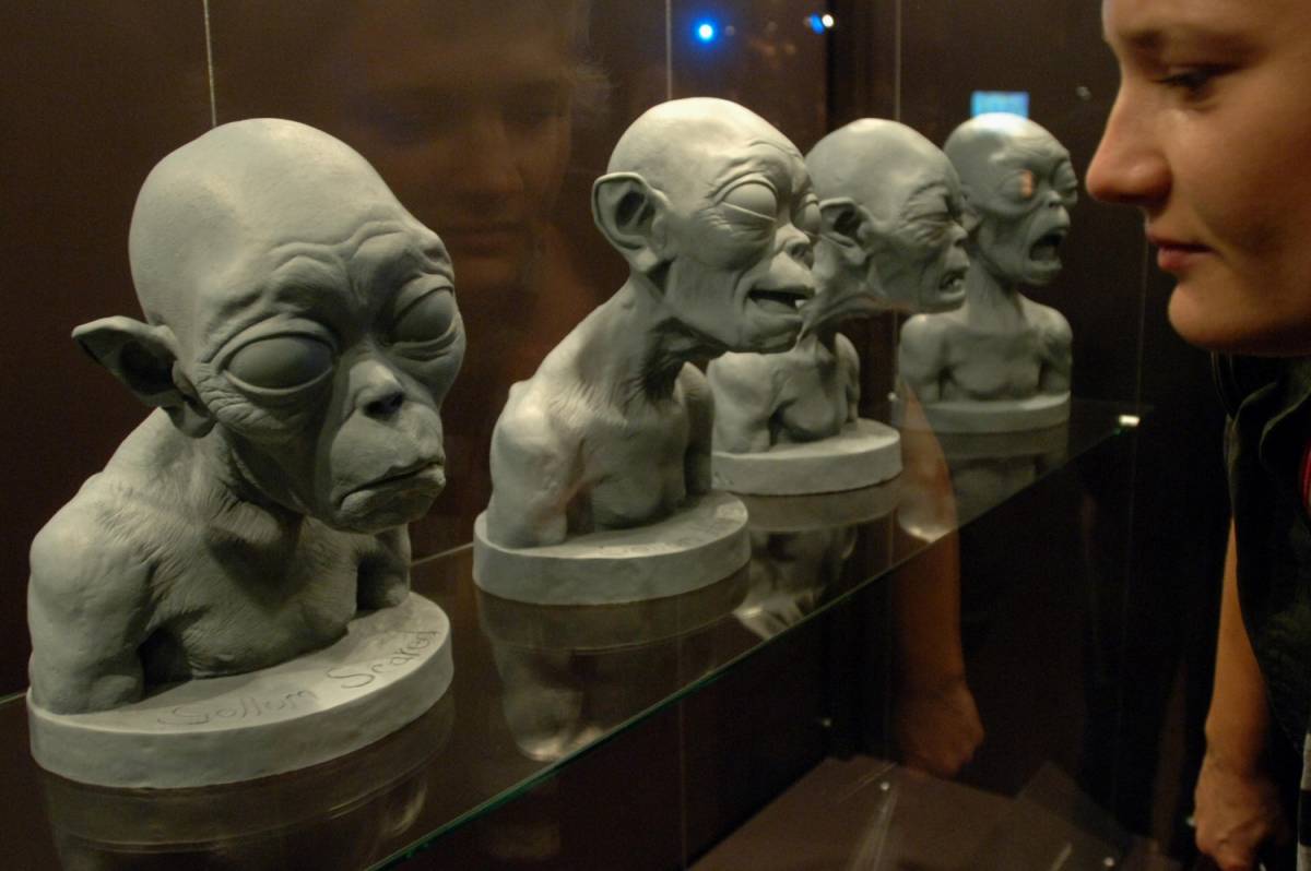 Studi facciali per il personaggio di Gollum a una mostra a Potsdam