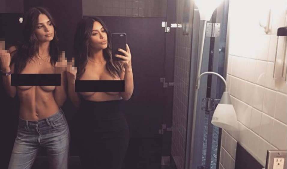 Kim Kardashian ed Emily Ratajkowski di nuovo nude in un selfie