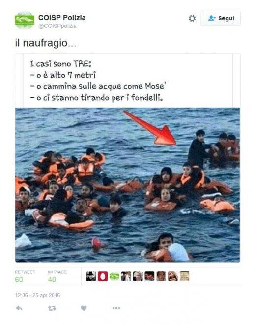 "La foto dimostra: sui migranti ci prendono in giro": bufera sul Coisp
