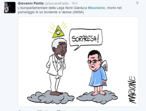 La vignetta sulla morte di Gianluca Buonanno che divide Twitter