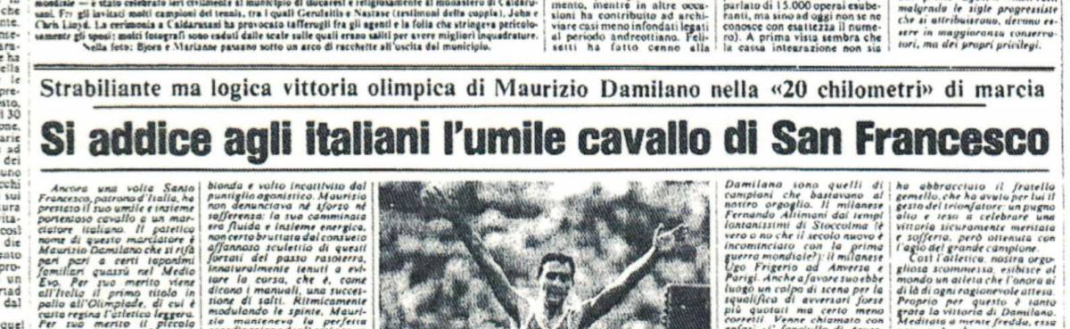 La prima pagina del Giornale che festeggia la vittoria di Maurizio Damilano