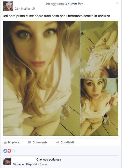 Terremoto, la modella pubblica selfie sexy: "Li ho fatti prima di scappare"