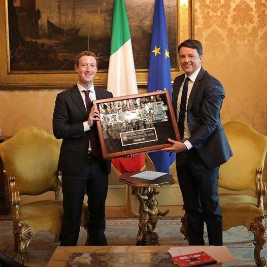 Zuckerberg incontra il Papa e Renzi
