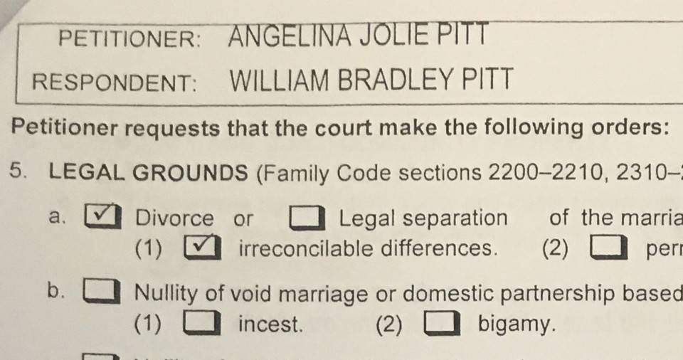 Divorzio Angelina Jolie e Brad Pitt: spuntano i documenti