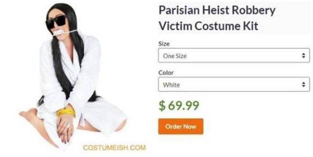Kim Kardashian rapinata a Parigi diventa un costume di Halloween
