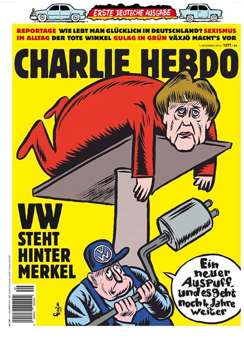Charlie Hebdo sbarca in Germania e sfotte da subito la Merkel