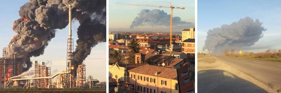 Pavia, in fiamme una raffineria: un operaio intossicato