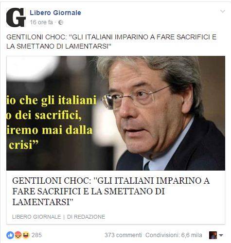 "Italiani, basta con le lamentele". Ed è già virale la prima bufala su Gentiloni