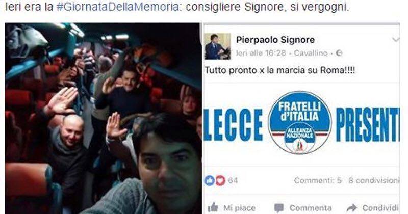 "Siamo in marcia su Roma". Foto col saluto fascista, polemica su consigliere FdI