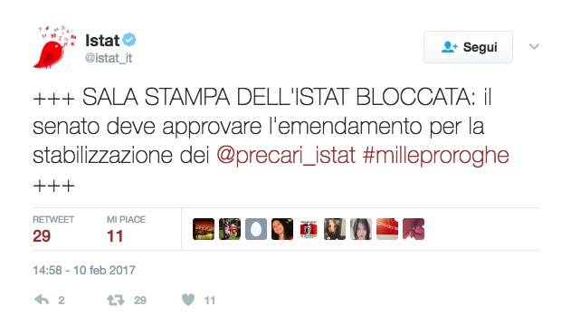 "Okkupato" l'account ufficiale Istat: regolarizzateci, è media guerrilla