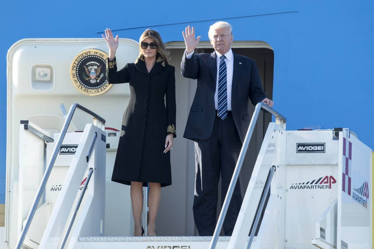 Il presidente Trump atterrato a Fiumicino
