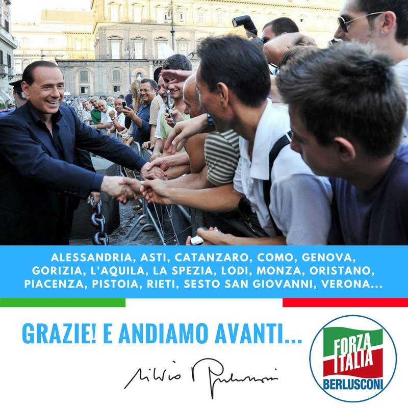 Berlusconi ringrazia gli elettori: "Grazie e andiamo avanti"