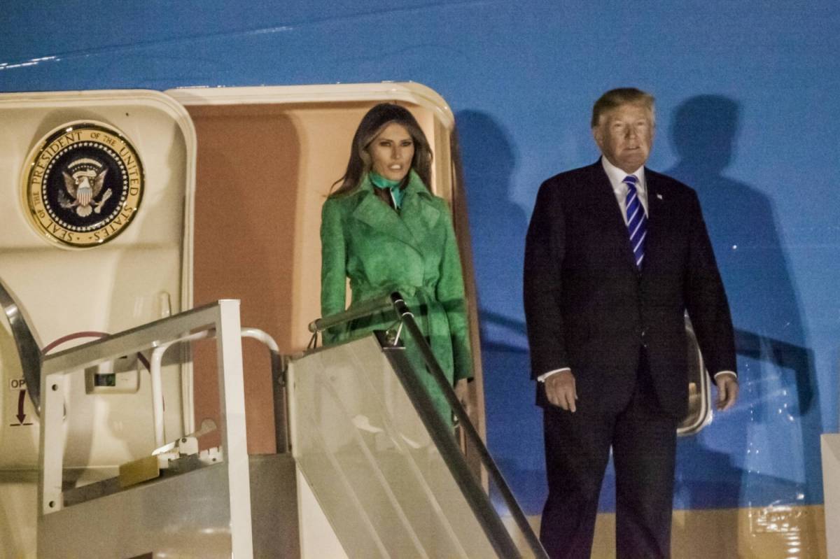 L'arrivo del presidente americano e della first lady in Polonia