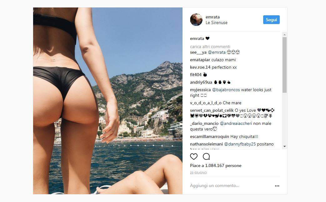 Emily Ratajkowski e la foto "hot" da un milione di like