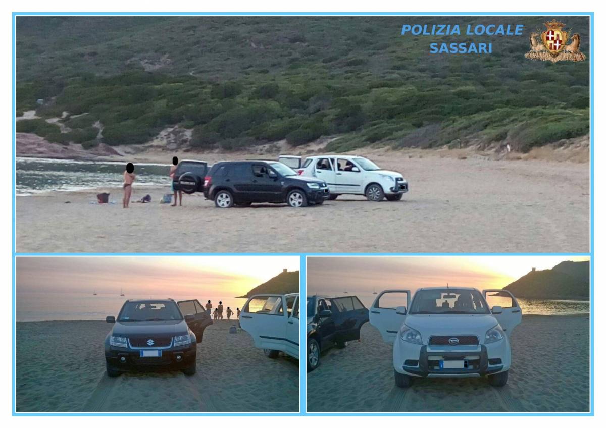 Sardegna, turisti parcheggiano i suv in spiaggia per guardare il tramonto