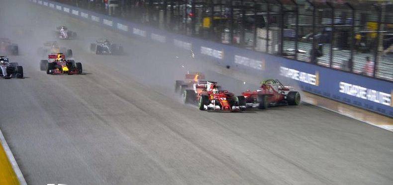 Gp Singapore, disastro "rosso": Ferrari fuori dopo la partenza