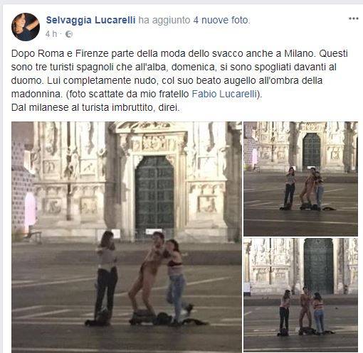 Lo screenshot del post della Lucarelli