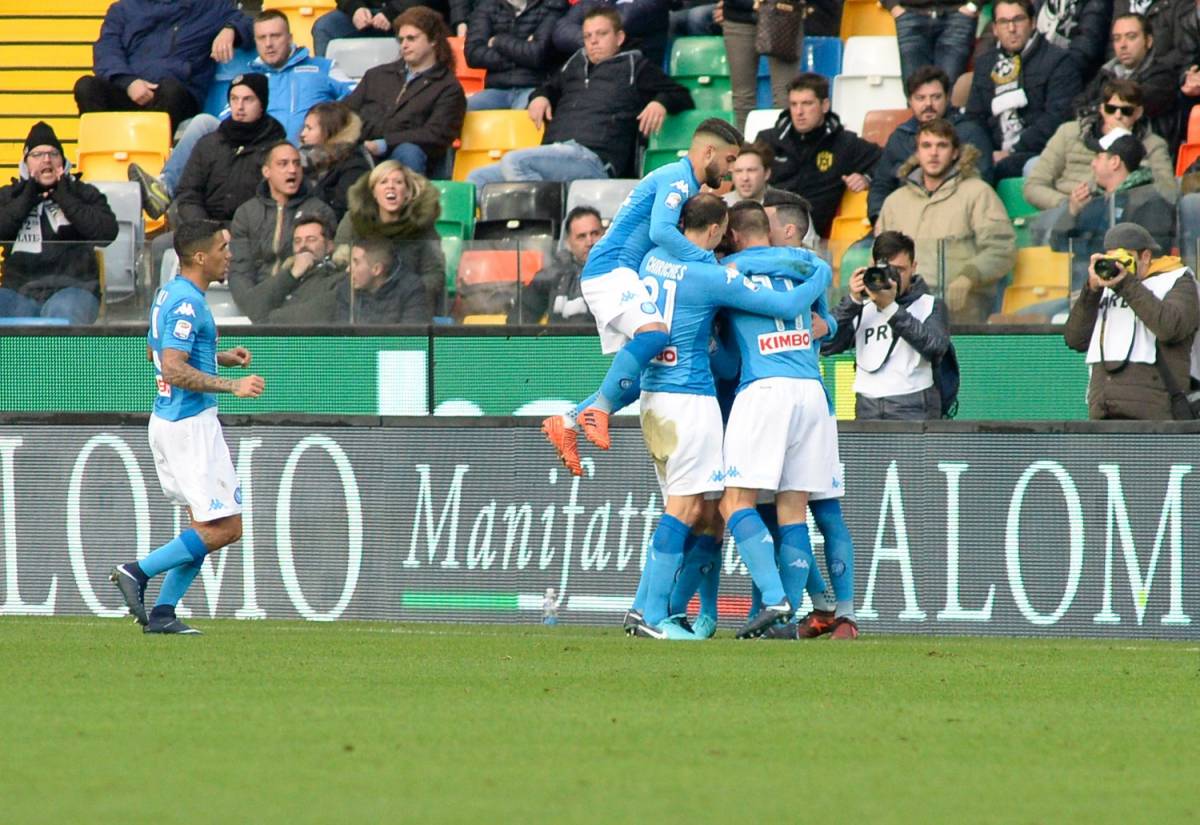 Serie A, il Napoli vince a Udine. Pari per il Milan e la Roma