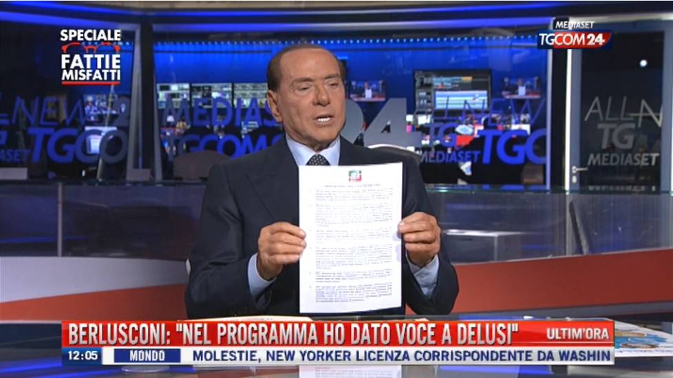 Berlusconi presenta il programma: "Scritto pensando agli elettori disgustati e arrabbiati"