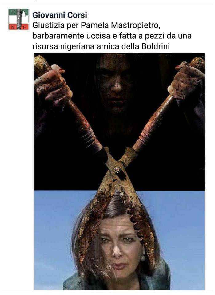 Boldrini, altra foto choc: la testa tagliata da un paio di cesoie