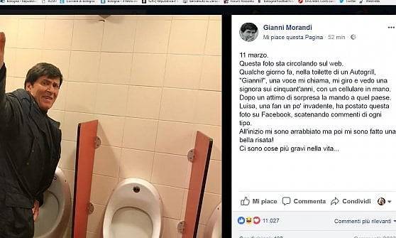 La fan "pizzica" Morandi in bagno: la foto fa il giro del web
