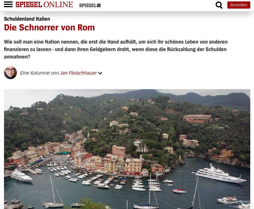 "Italiani scrocconi aggressivi": cittadino querela Der Spiegel