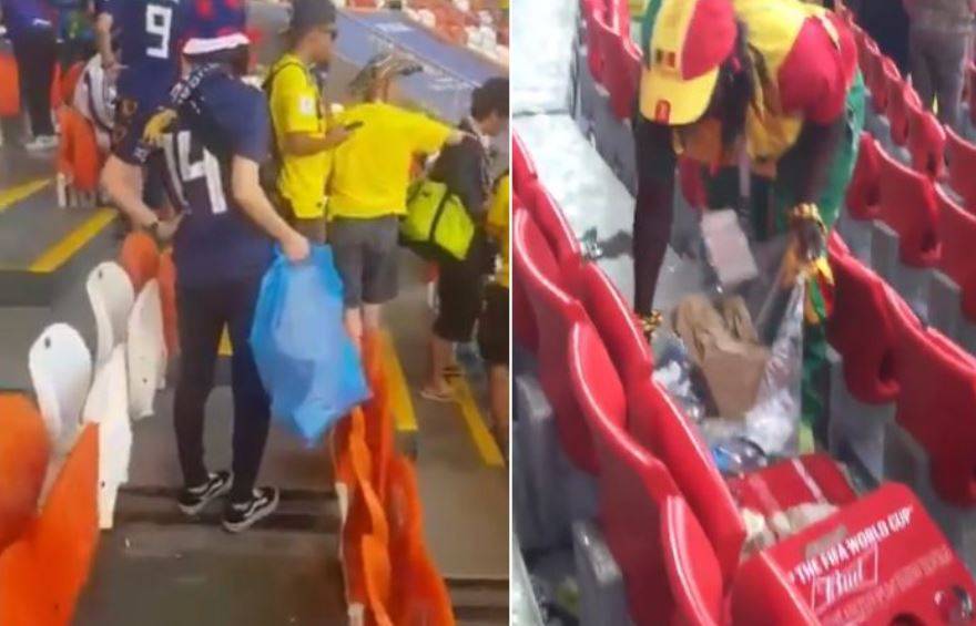 Russia 2018, tifosi giapponesi e senegalesi puliscono lo stadio