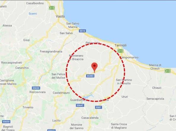 Forte scossa di terremoto tra il Molise e l'Abruzzo