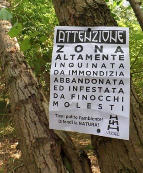 La scritta omofoba a Verona: "Zona infestata da finocchi molesti"