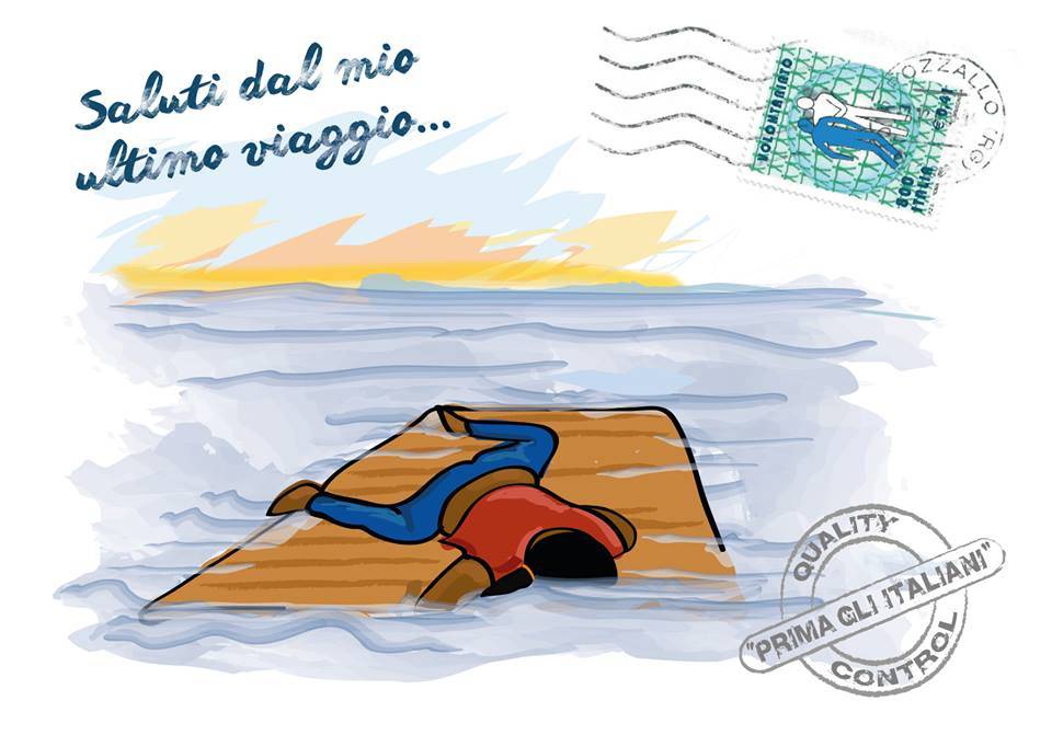 Cartoline contro Salvini e chi si oppone all’accoglienza, polemiche