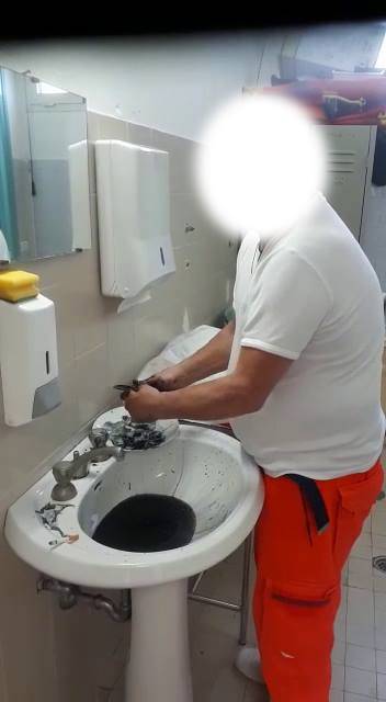 Pulisce le seppie nel bagno dell'ospedale: inchiodato da un video, medico licenziato