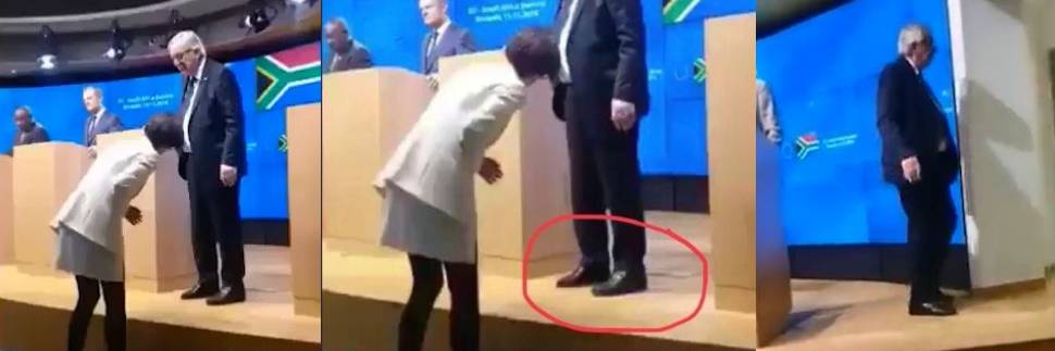 Juncker interrompe la conferenza stampa: giallo sulle "scarpe diverse"