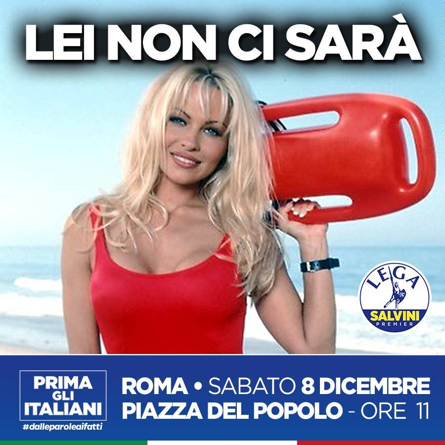 Salvini risponde a Pamela Anderson: "Baywatch era un telefilm con bei e belle ragazze. Ma goditi la vita"