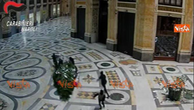 Napoli, baby gang sradica l'albero di Natale in Galleria Umberto I