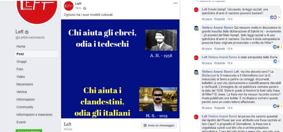 Per attaccare Salvini, il giornale "rosso" si inventa pure una frase di Hitler