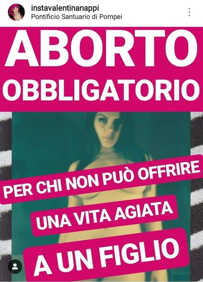 Il post blasfemo della Nappi: elogia l'aborto al santuario di Pompei