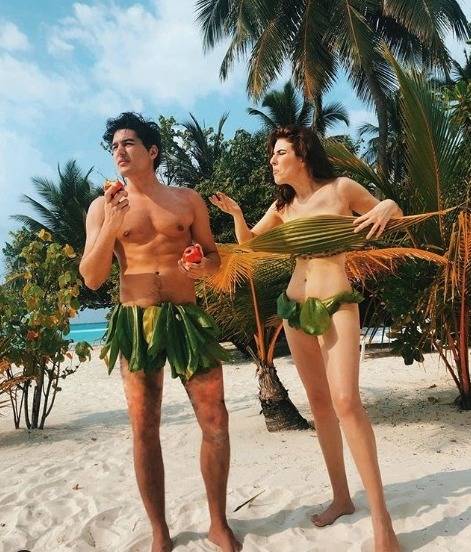 Diana Del Bufalo e Cristiano Caccamo come Adamo ed Eva alle Maldive