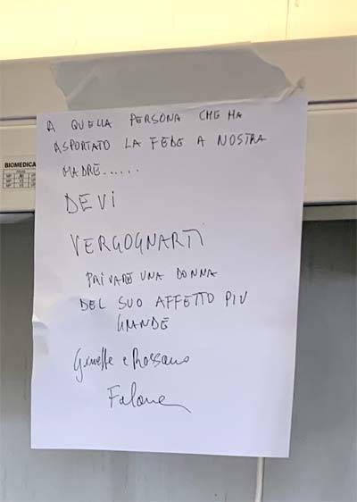 Viterbo, anziana in punto di morte viene derubata della fede. I figli scrivono al ladro