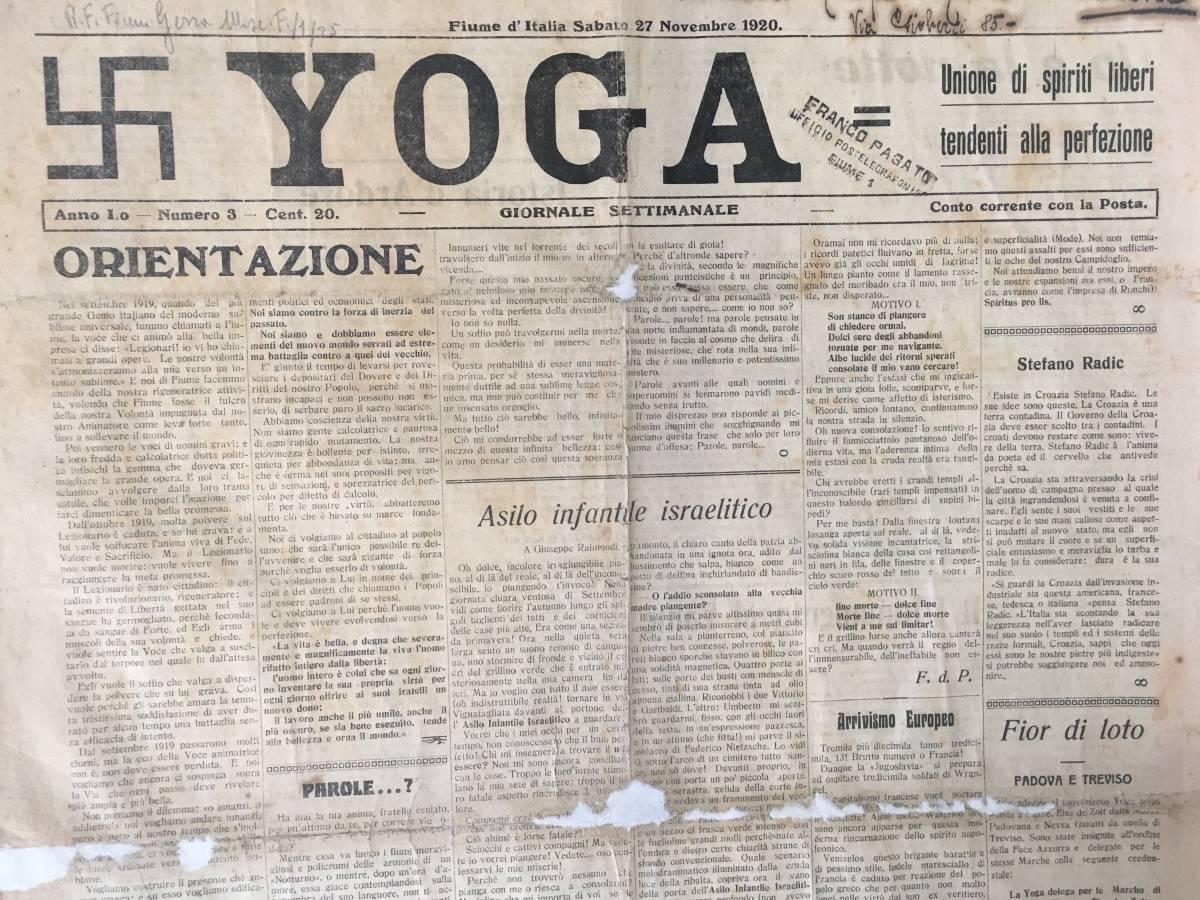 "Quando Comisso con la rivista Yoga capitanava gli scalmanati e sovranisti di Fiume"