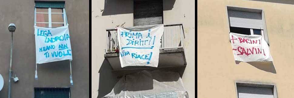 L'ultima moda della sinistra: lenzuoli anti-Salvini a gogo